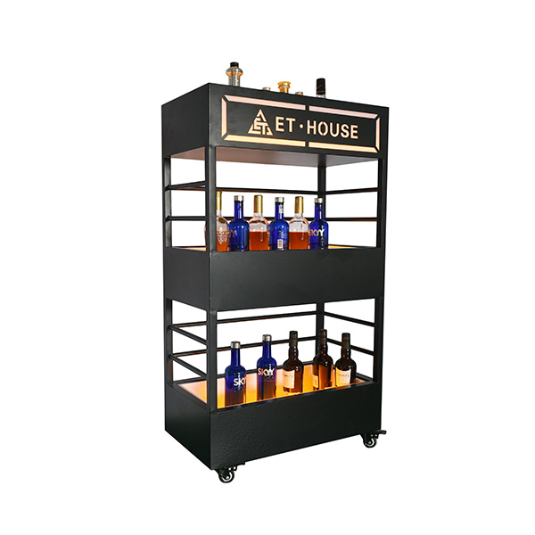 Three layer metal wine cabinet (illuminated)