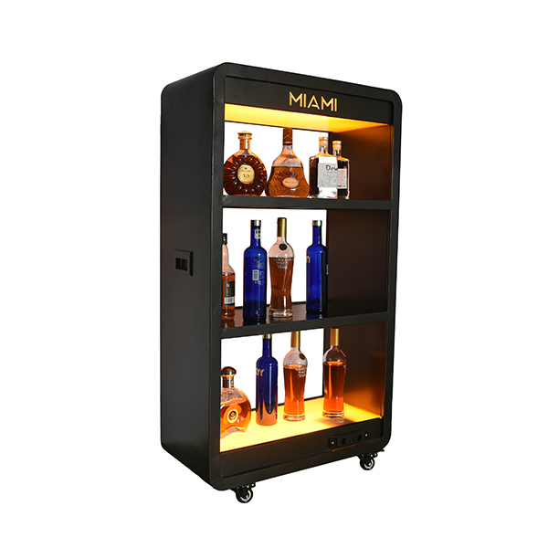 Three layer metal wine cabinet (illuminated)