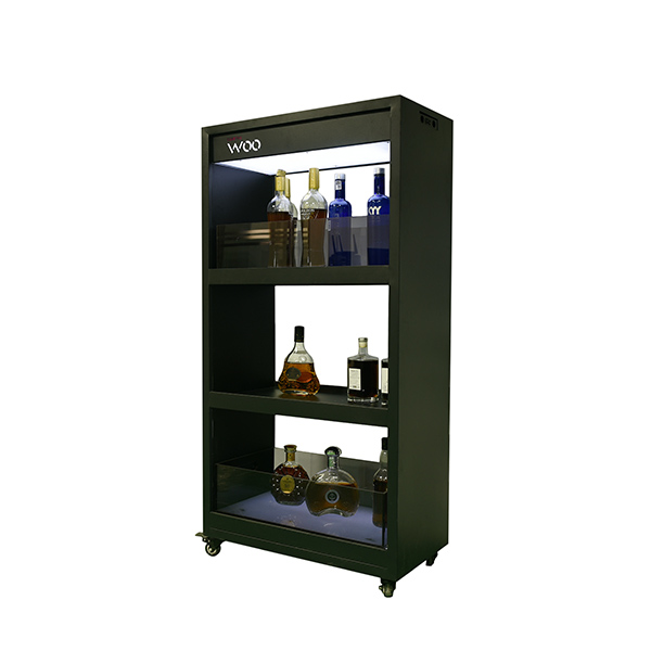 Three layer metal wine cabinet (illuminated)